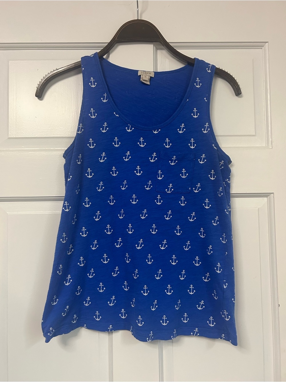J. Crew Blue Anchor Print Scoop Neck Tank